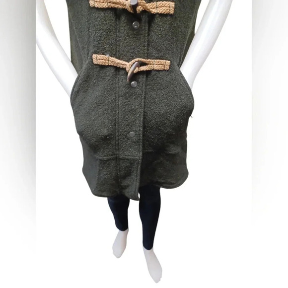 Free People EUC Dark Green Hooded Wool Blend Coat Size S/P - Picture 6 of 12